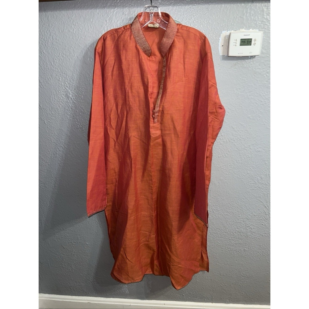 Manyavar Men Kurta Orange Tunic Size 42 XL